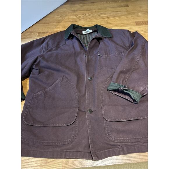 Vintage L.L. Bean Original Field Barn Coat Corduroy Jacket Brown L lined USA
